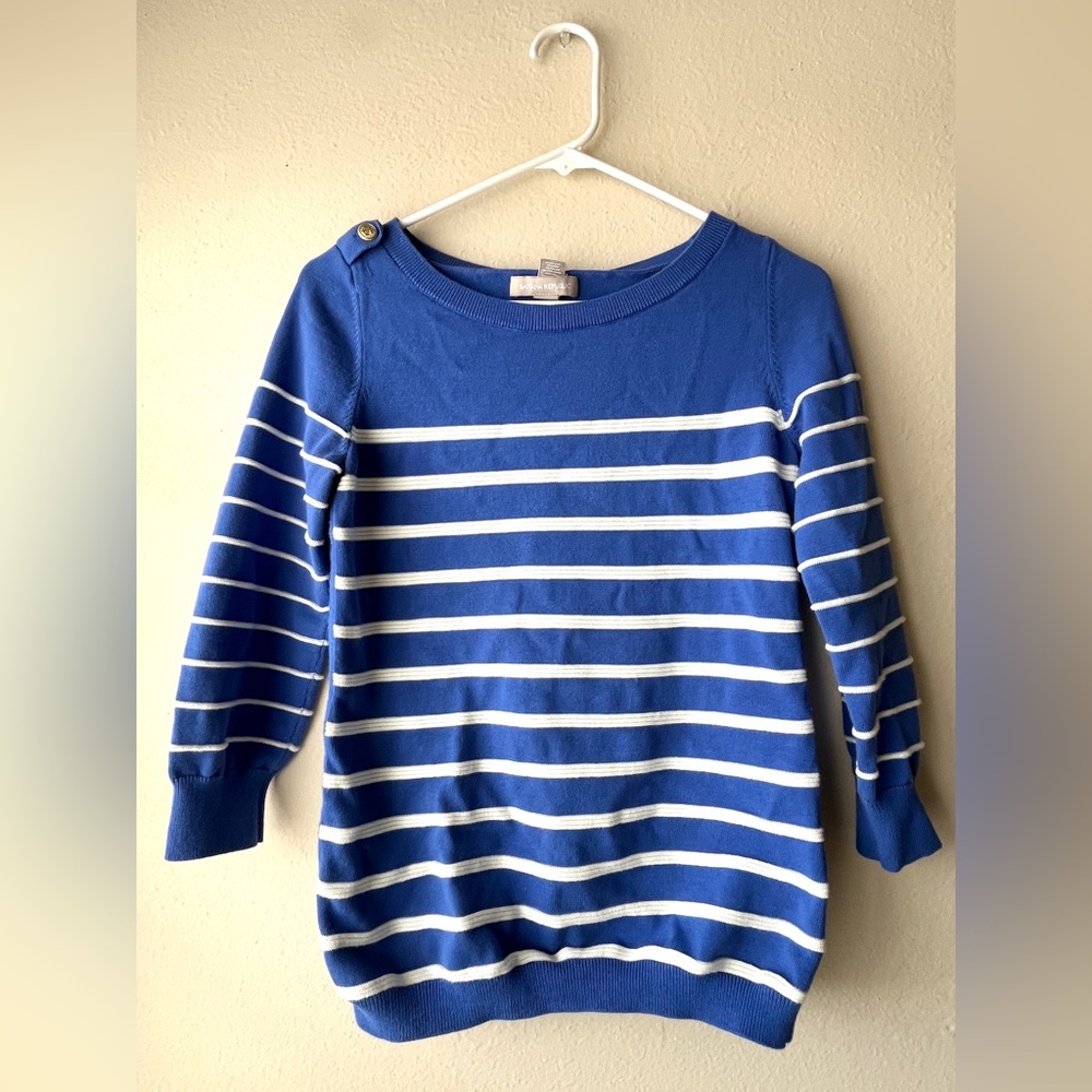 Banana Republic Blue and White Striped Sweater